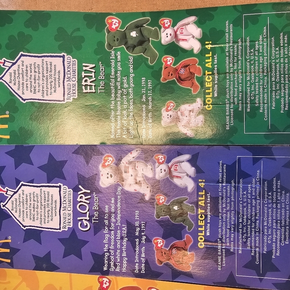 McDonald's Erin, Britannia, Glory, and Maple Ty Beanie Babies Bear is a Complete - Picture 4 of 7